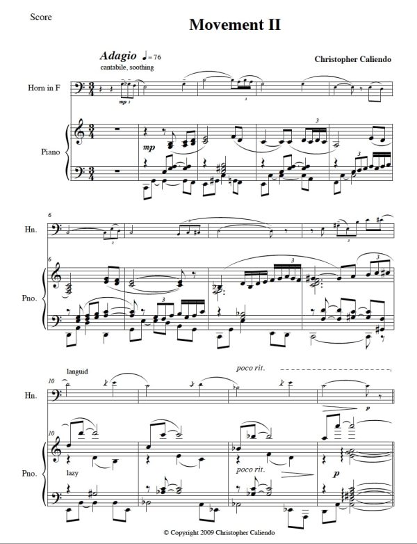 Horn Sonata No. 1 | Caliendo World Music Publishing