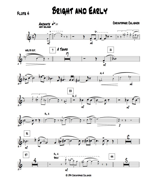 Bright And Early Flute Orchestra - Piccolo | Flutes | Alto | Bass | Contra Bass | Caliendo World Music Publishing