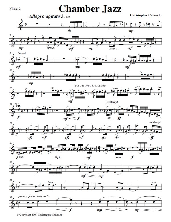 Chamber Jazz - Flute Choir - 4 Flutes | Alto | Bass | Caliendo World Music Publishing