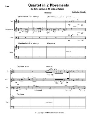 Quartet No. 1 0 Flute | Clarinet | Piano | Cello