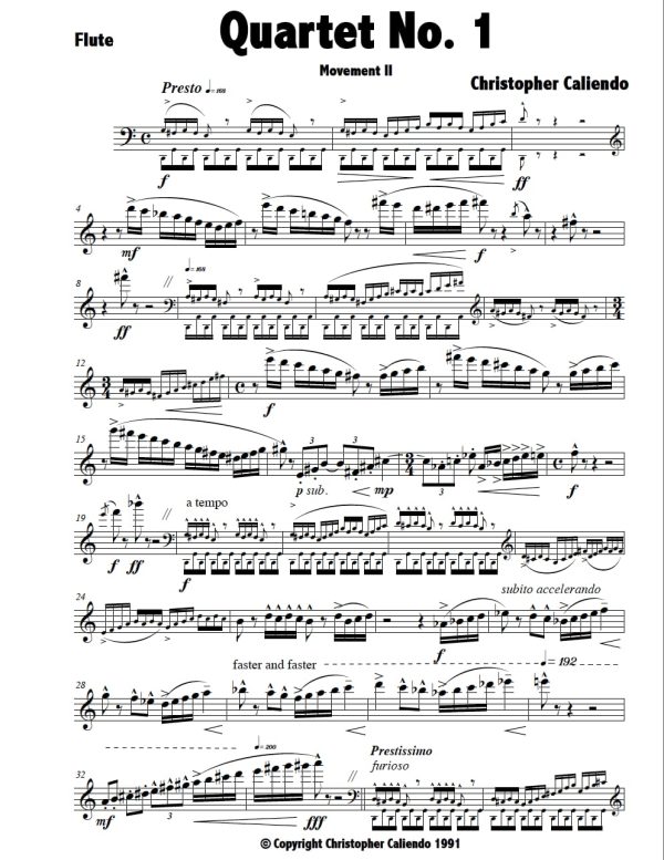 Quartet No. 1 - Flute | Clarinet | Piano | Cello | Caliendo World Music Publishing