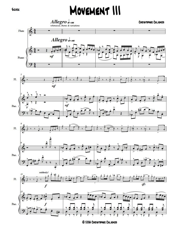 Flute Sonata No. 2 - (The Queen Elizabeth Sonata) | Caliendo World Music Publishing