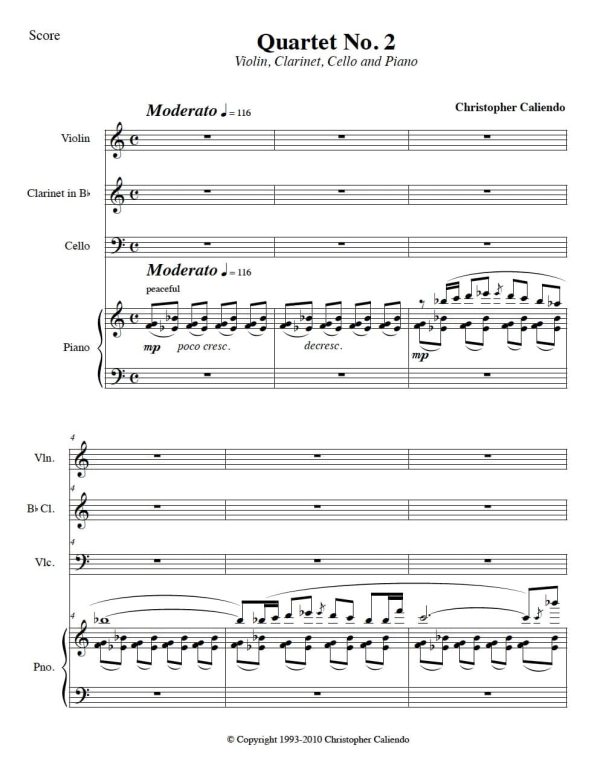 Quartet No. 2 - Violin | Clarinet | Piano | Cello
