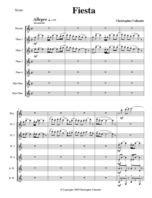 Western Suite Flute Orchestra - Piccolo | 4 Flutes | Alto | Bass | Caliendo World Music Publishing