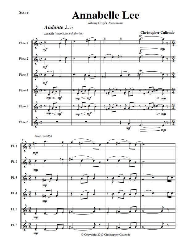 The General Flute Choir - 6 Flutes | Caliendo World Music Publishing