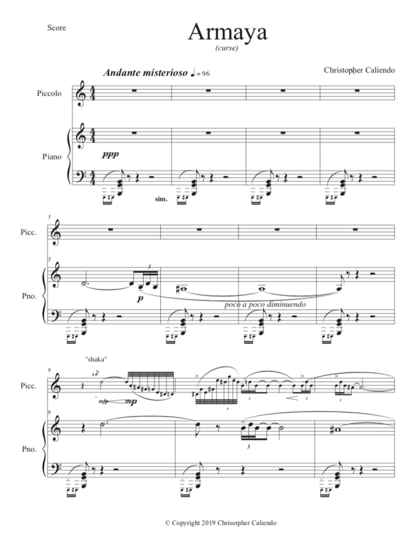 Piccolo Concerto - Piccolo | Piano | Caliendo World Music Publishing