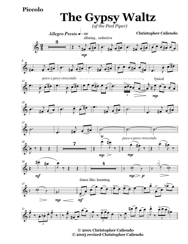 Gypsy Waltz - Flute Choir - Piccolo | Flutes | Alto | Bass | Caliendo World Music Publishing