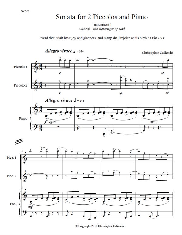Sonata For 2 Piccolos | Piano
