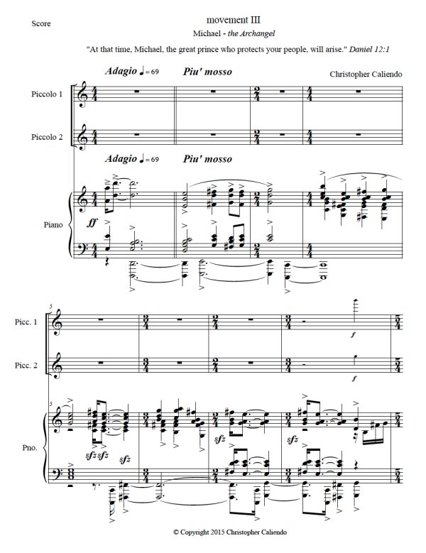 Sonata - 2 Piccolos | Piano | Caliendo World Music Publishing