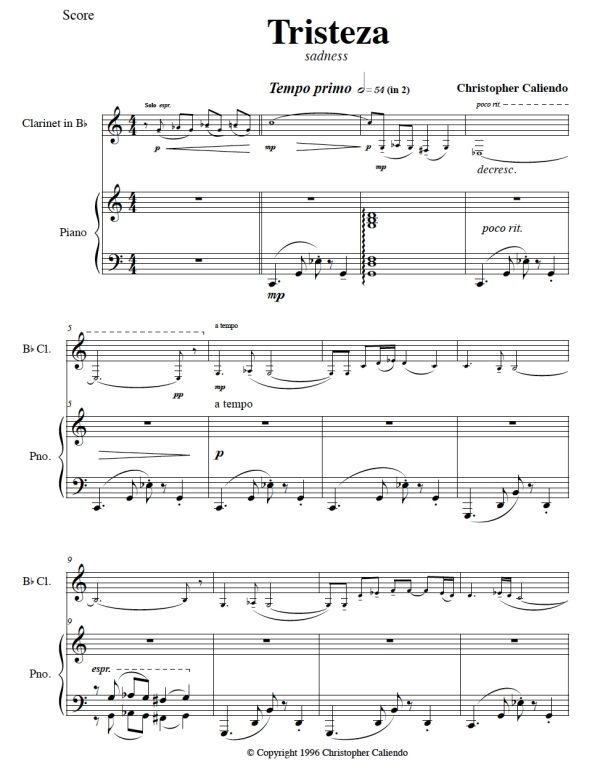 Tristeza (Sadness) - Clarinet | Piano