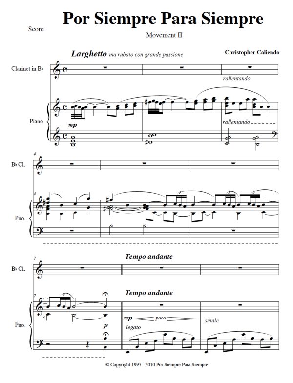 Tango Concerto No. 1 - Clarinet | Piano | Caliendo World Music Publishing