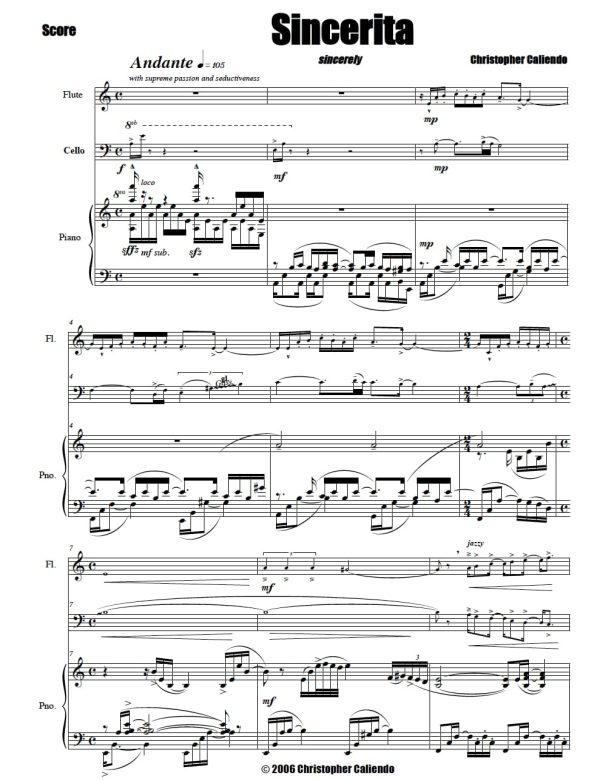 Sincerita' (Sincerely) - Flute | Cello | Piano