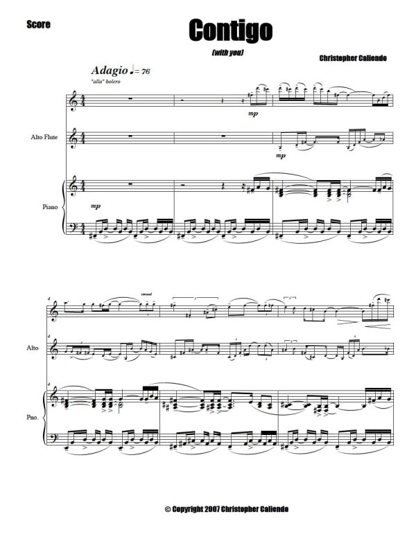 Contigo (With You) - 2 Flutes | Piano