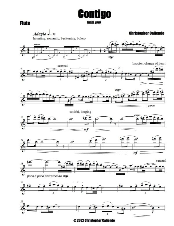 Contigo (With You) - Flute | Piano | Caliendo World Music Publishing