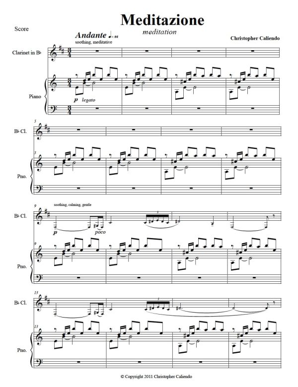 Meditazione (Meditation) - Clarinet | Piano