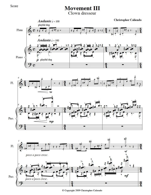 Flute Sonata No. 6 - (The Toulouse Lautrec Sonata) | Caliendo World Music Publishing