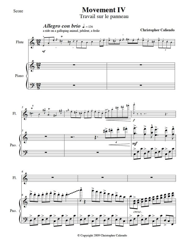 Flute Sonata No. 6 - (The Toulouse Lautrec Sonata) | Caliendo World Music Publishing