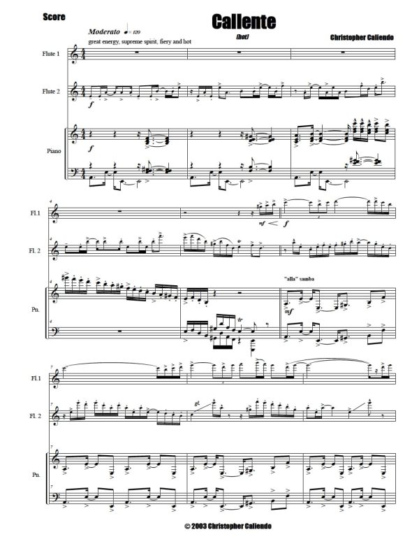 Caliente (Hot) - 2 Flutes | Piano