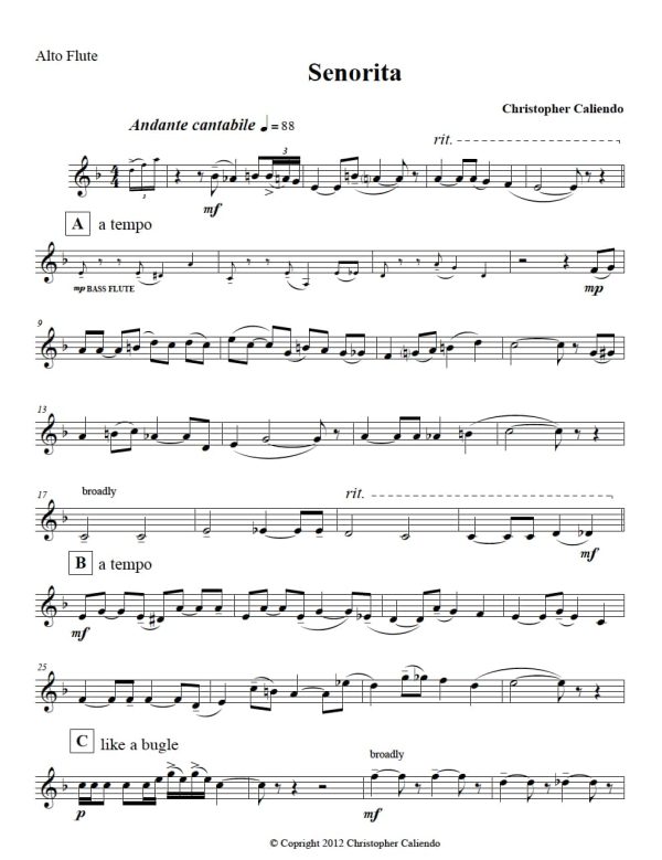 Senorita Flute Choir - 6 Flutes | Alto | Bass | Caliendo World Music Publishing