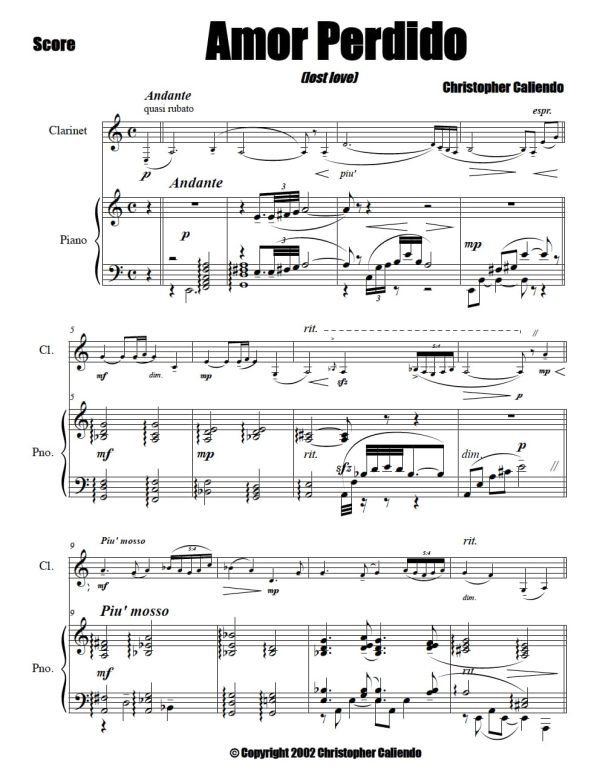 Amor Perdido (Lost Love) - Clarinet | Piano