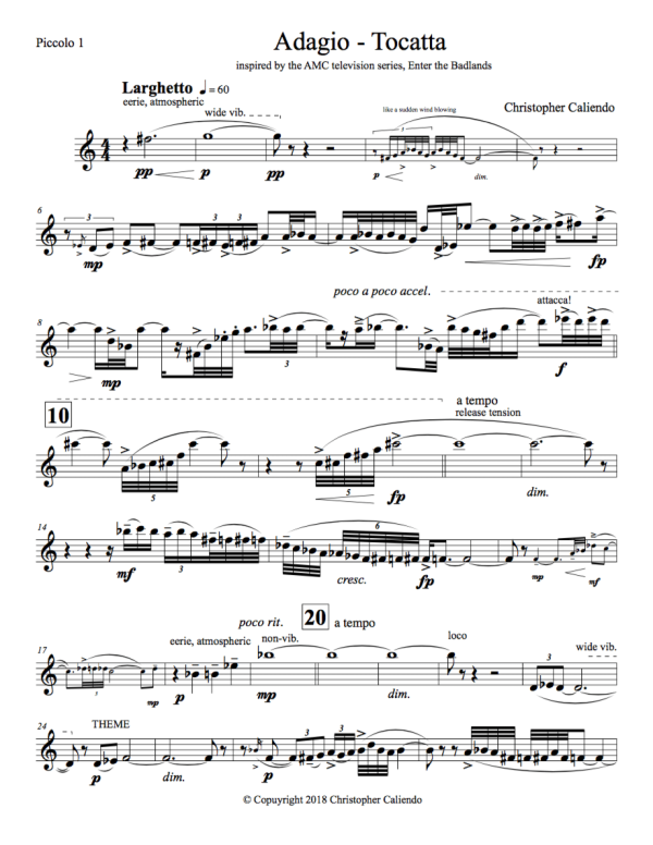 Adagio-Toccata - 2 Piccolos | Piano | Caliendo World Music Publishing