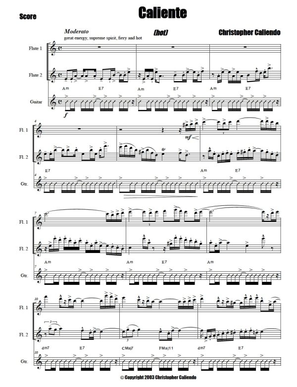 Caliente Flute | Piano | Cello