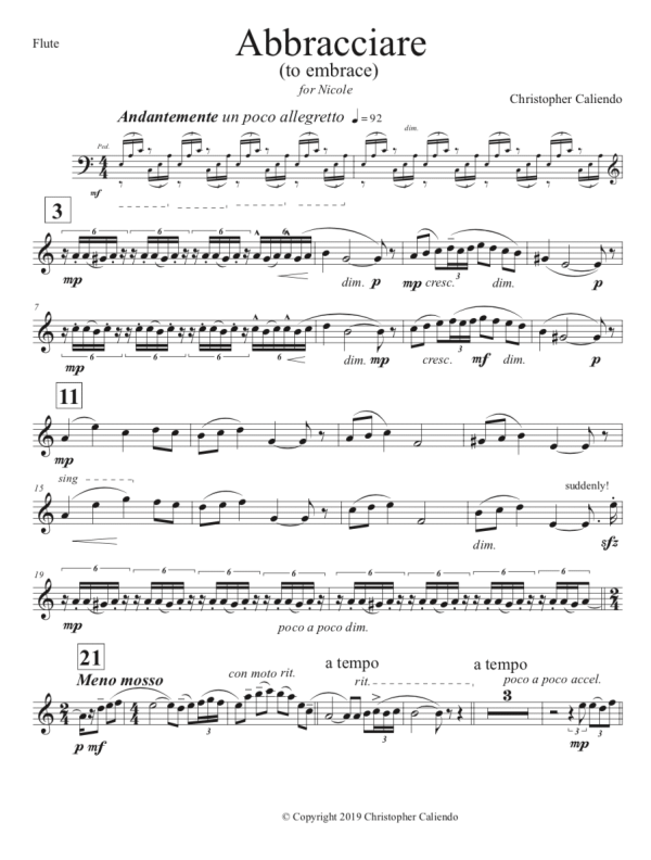 Abbracciare (To Embrace) - Flute | Piano | Caliendo World Music Publishing
