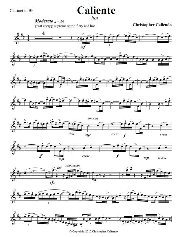 Caliente (Hot) - Clarinet | Piano | Caliendo World Music Publishing