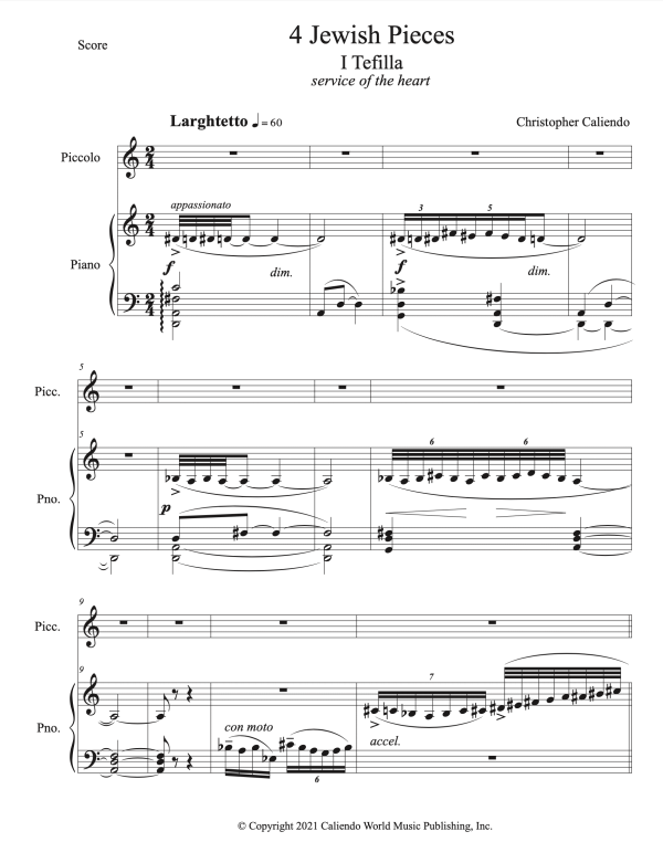 4 Jewish Pieces For Flute And Piano