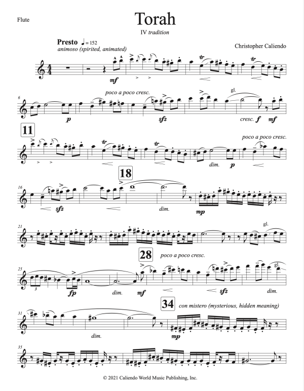 4 Jewish Pieces - Flute | Piano | Caliendo World Music Publishing