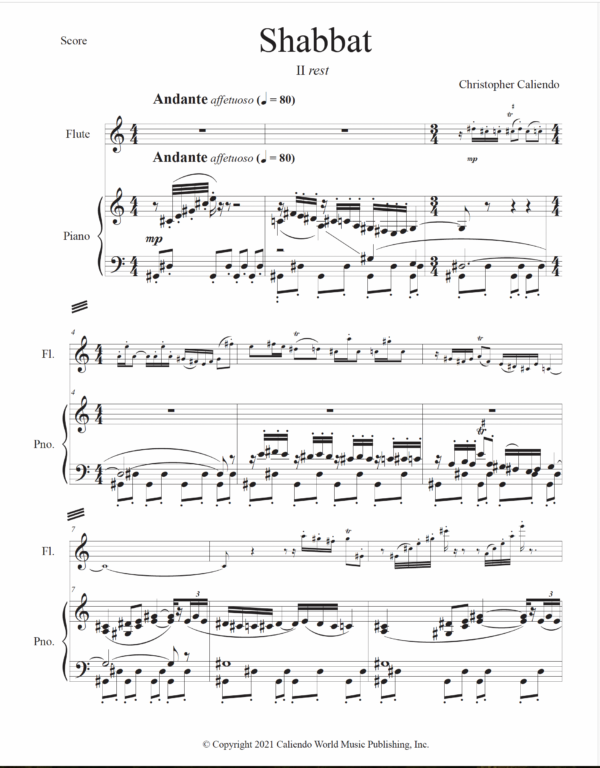 4 (Four) Jewish Pieces - Flute | Piano | Caliendo World Music Publishing