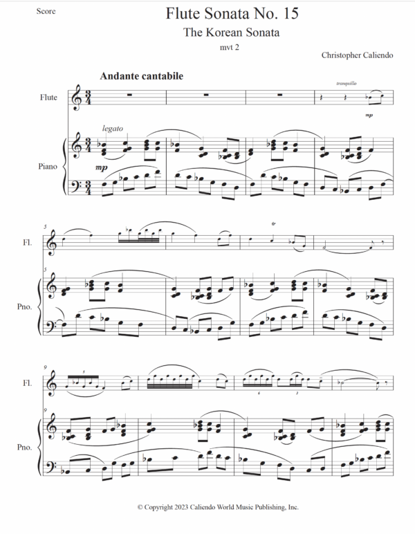 Flute Sonata No. 15 (The Korean Sonata) | Caliendo World Music Publishing
